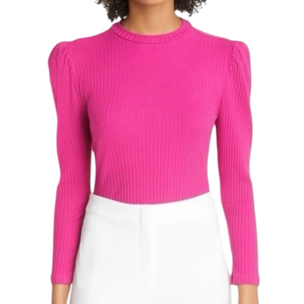 FARM Rio Pink Ribbed Long Sleeve Top - Picture 2 of 12